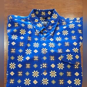British Kahki large royal blue brushed cotton collared button shirt